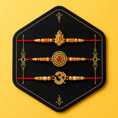 Ganesha Rakhi for Brother with Pooja Thali - Rakshabandhan Gift Set, Pack of 7