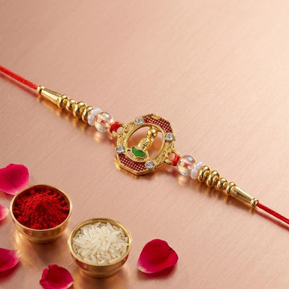 Om, Shivling Multicolor Rakhi for Brother & Bhaiya with Pooja Thali | Pack of 6