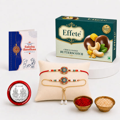 Rakhi for Brother with Butter Scotch 32gm - Raksha Bandhan Gift Set, Pack of 5