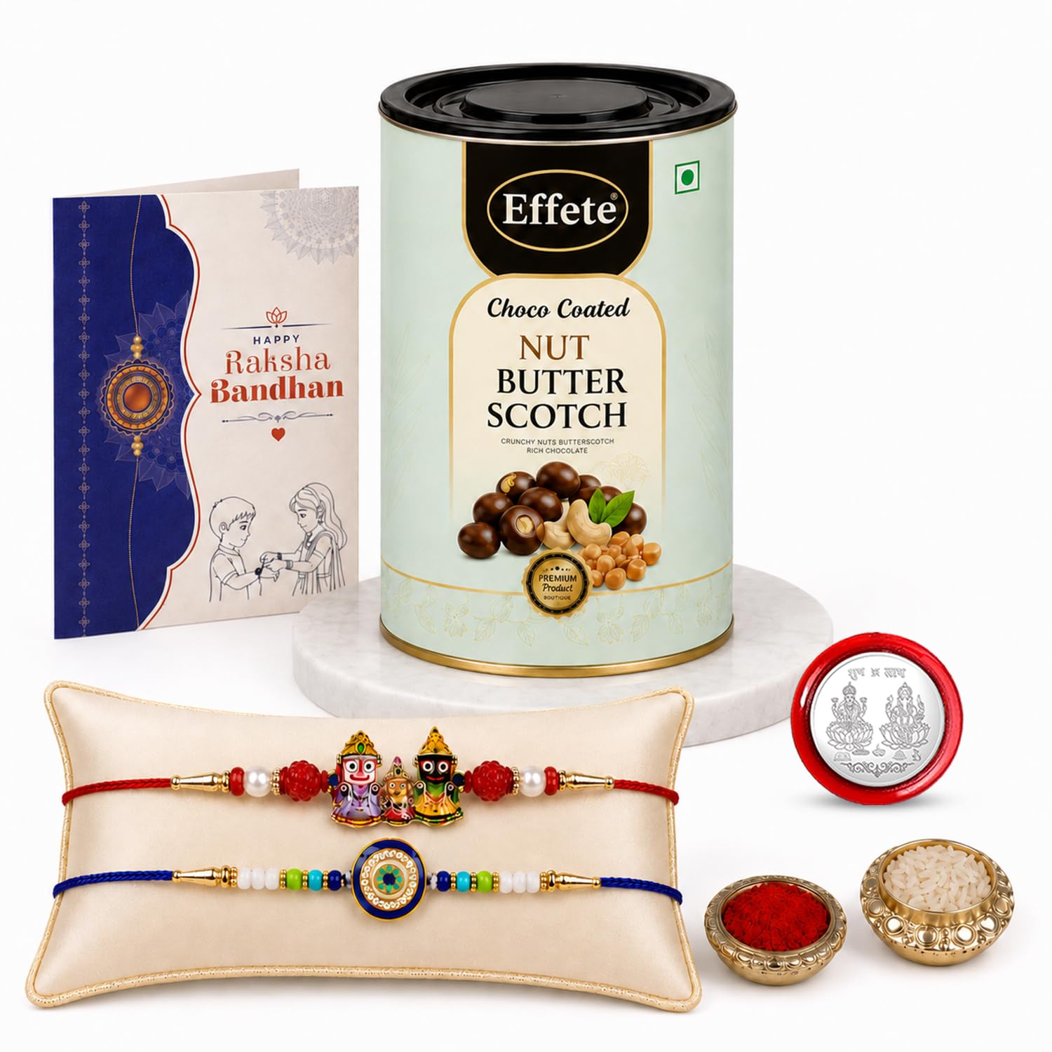 Lord Jagannath Rakhi Combo - Raksha Bandhan Gift with Choco Butterscotch 96gm, Pack of 6