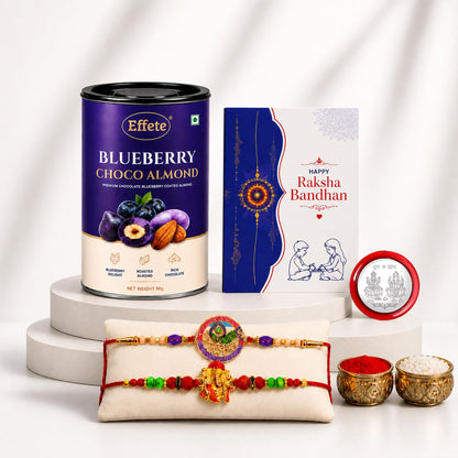 Peacock Rakhi for Brother with Blueberry Almond 96gm, Coin & Card, Pack of 6