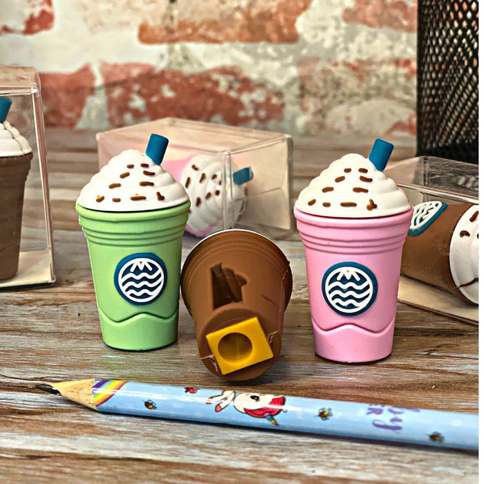 2In1 3D Cute Coffee Or Ice cream Shape sharpner Like Rotary Manual Pencil Sharpener for Kids  Ice Cream Style Office School Supplies, Back to School Gift for Students,Kids Educational Stationary kit, B'Day Return Gift