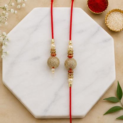 Rakhi for Brother & Bhaiya with Leaf Pooja Thali - Raksha Bandhan Gift, Pack of 7