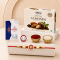 Round Rakhi for Brother with Chocolate Almonds 32gm, Roli Tikka & Card, Pack of 5