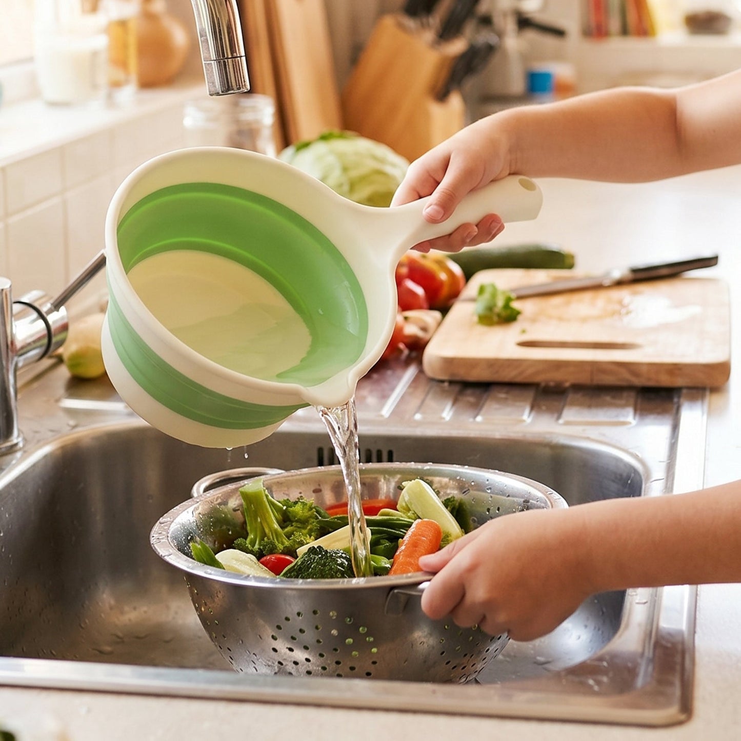 7195 foldable water dipper scoop live use