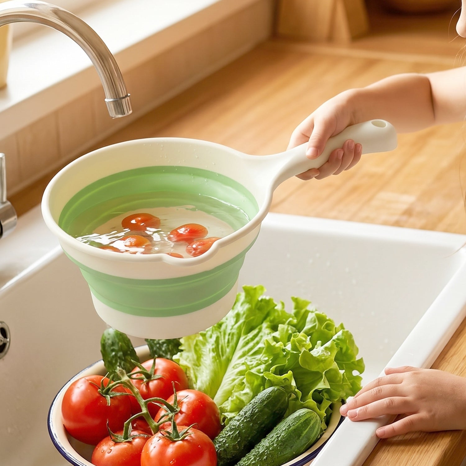 7195 foldable water dipper scoop live use