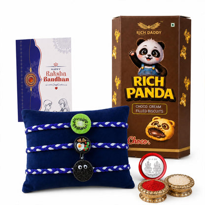 Kids Rakhi for Brother with Chocolate Cream Biscuit 60gm, Coin & Card | Pack of 7