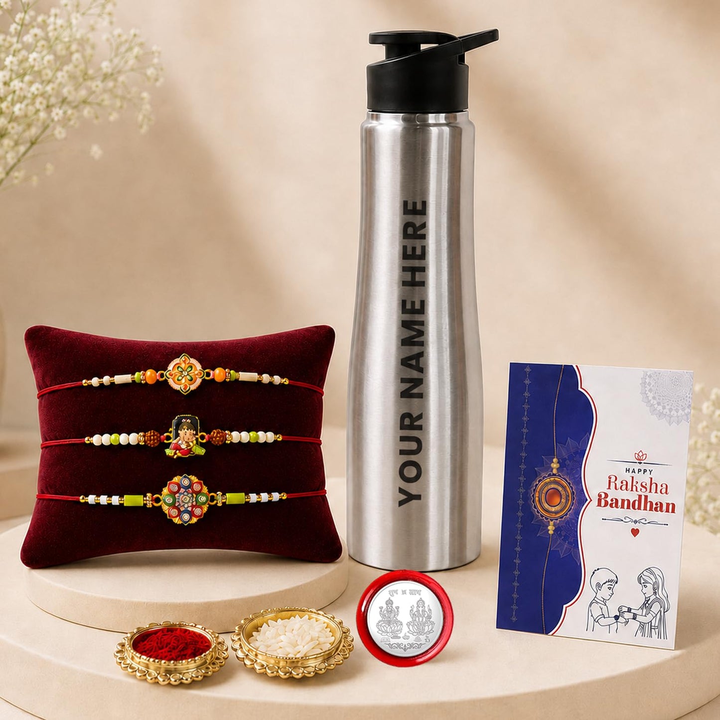 Rakhi for Brother & Bhaiya with Water Bottle - Raksha Bandhan Gift Set, Pack of 7