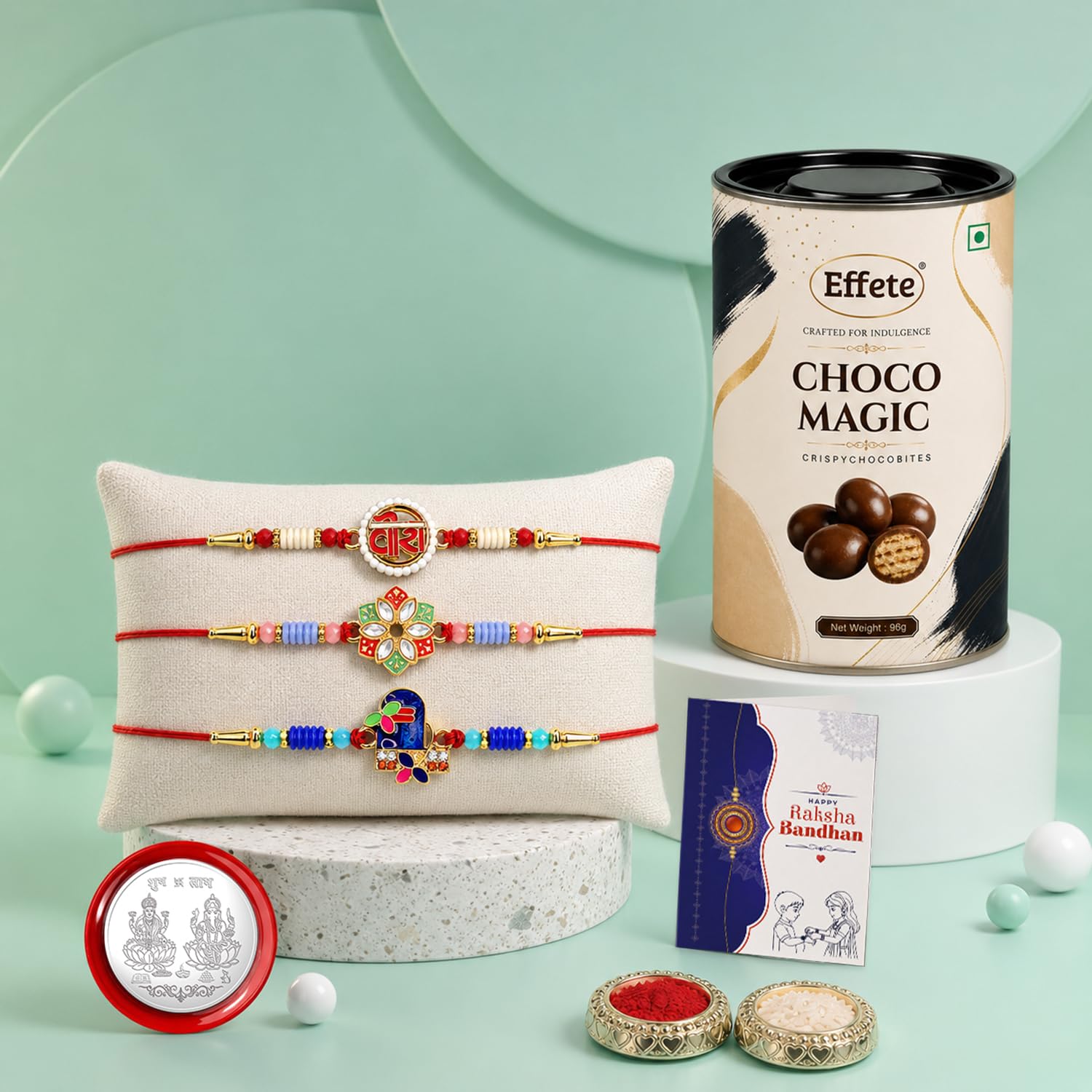 Veera Rakhi for Brother with Chocolate 96gm - Raksha Bandhan Gift Set, Pack of 7