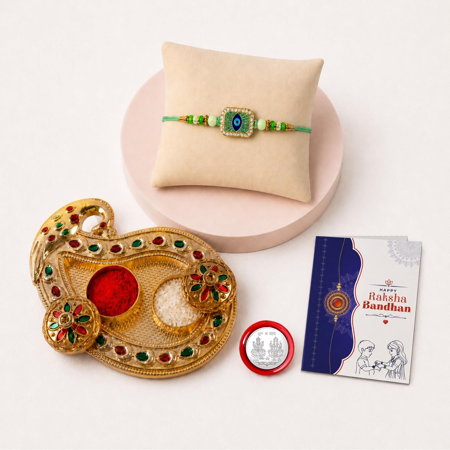 Evil Eye Multicolor Rakhi for Brother & Bhaiya with Art Design Pooja | Pack of 5