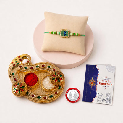Evil Eye Multicolor Rakhi for Brother & Bhaiya with Art Design Pooja | Pack of 5