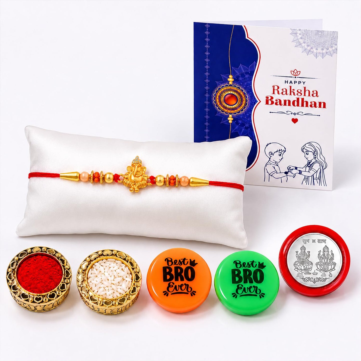Rakhi Set for Brother (Set of 1) – Ganu Ji Stylish Rakhi Combo with Roli Chawal
