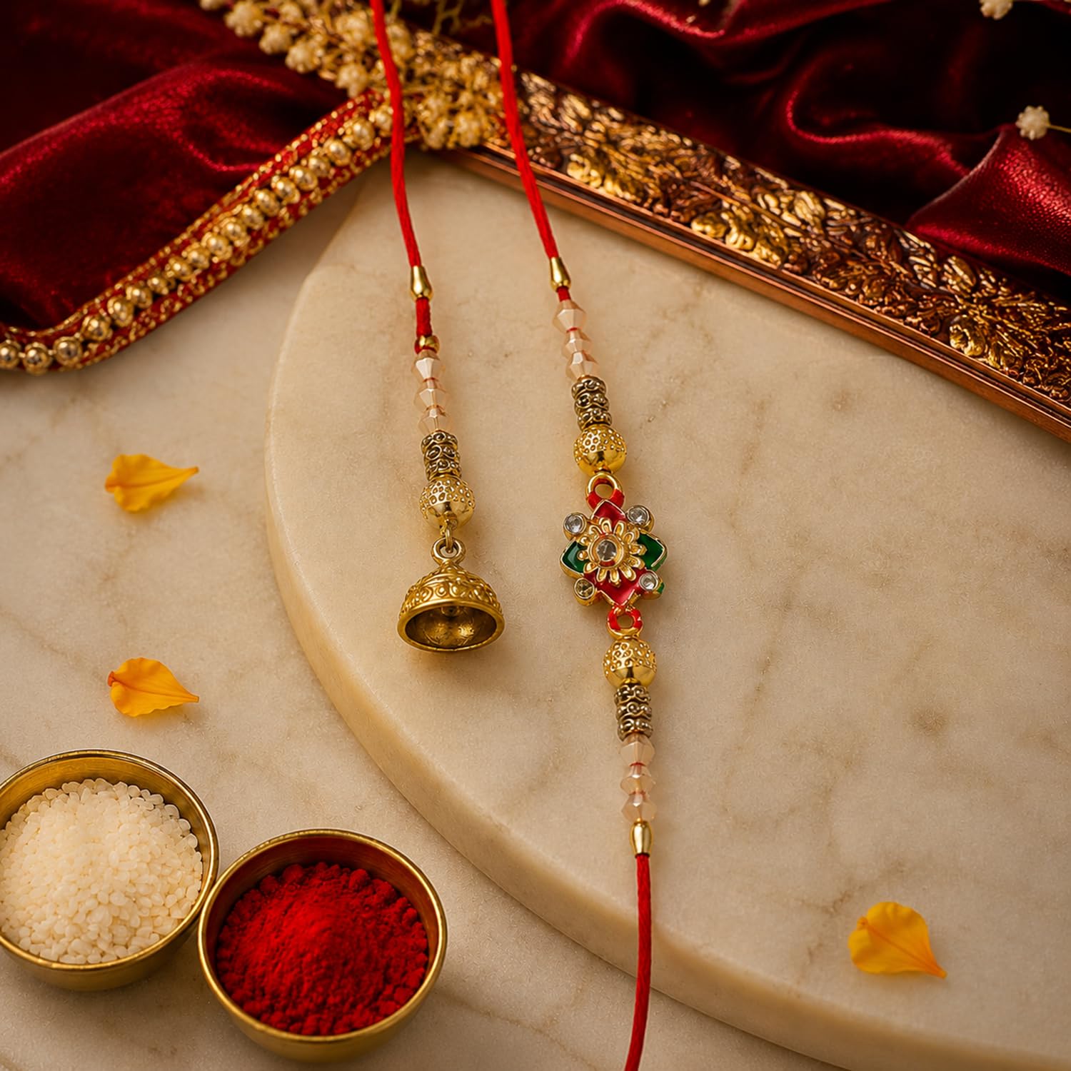 Rakhi for Brother with Turtle Pooja Thali - Rakshabandhan Gift Set, Pack of 7