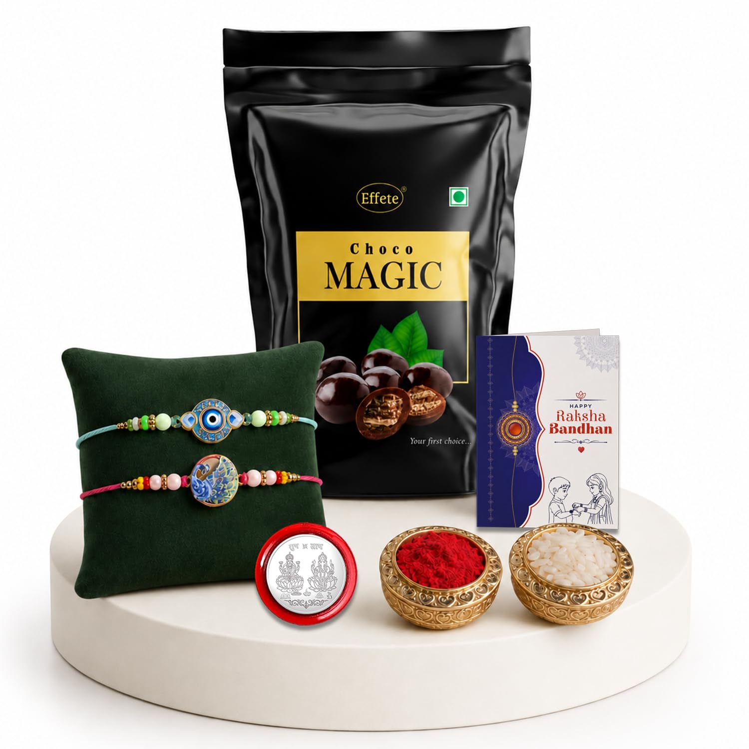 Evil Eye Rakhi Combo - Raksha Bandhan Gift with Choco Magic Standy Pouch, Pack of 6