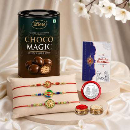 Rakhi for Brother with Chocolate Magic 96gm - Rakshabandhan Gift Set, Pack of 7