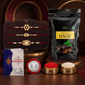 Designer Elegant Multicolor Rakhi for Brother with Choco Magic Pouch | Pack of 7