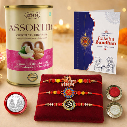 Jai Shree Ram Rakhi for Brother with Emperor Choco, Roli Tikka & Card, Pack of 7