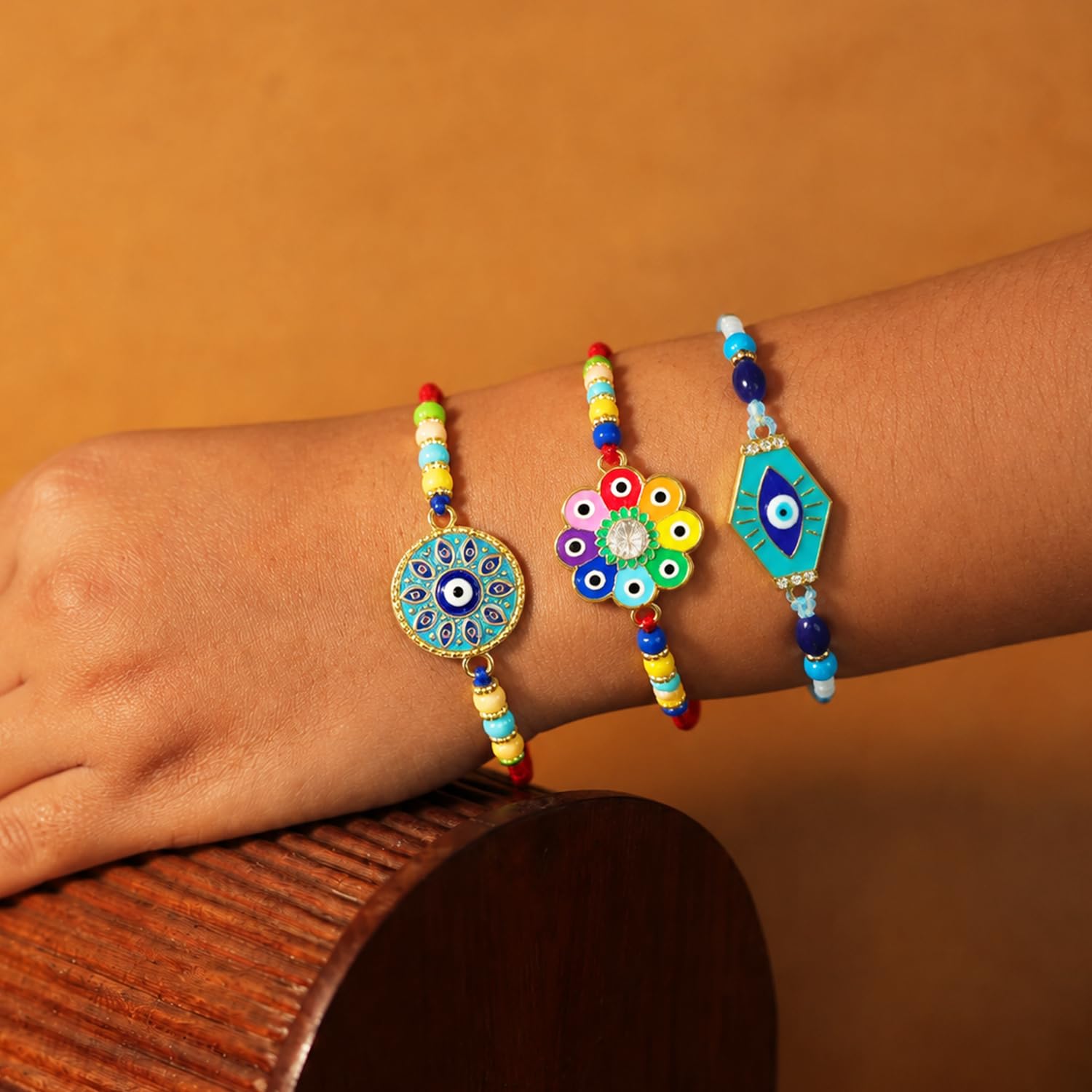 Designer Elegant Multicolor Evil Rakhi for Brother with Roli Tikka | Pack of 6