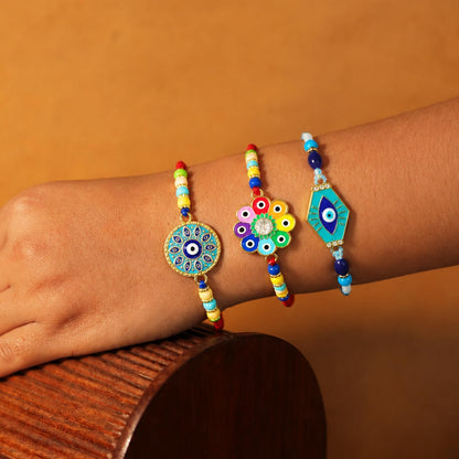 Designer Elegant Multicolor Evil Rakhi for Brother with Roli Tikka | Pack of 6