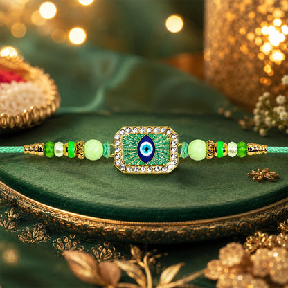 Evil Eye Rakhi for Brother with Pooja Thali - Raksha Bandhan Gift Set, Pack of 7