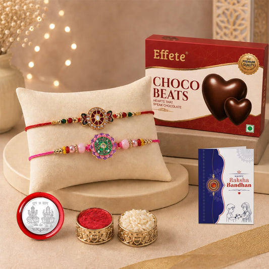 Rakhi for Brother with Chocolate Beats 32gm - Raksha Bandhan Gift Set, Pack of 6