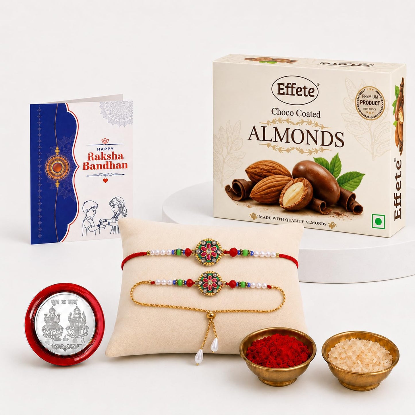 Rakhi for Brother with Chocolate Almonds 32gm - Raksha Bandhan Gift, Pack of 5