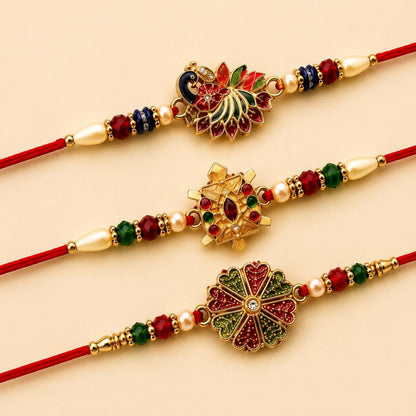 Rakhi for Brother with Silver Pooja Thali - Rakshabandhan Gift Set, Pack of 7