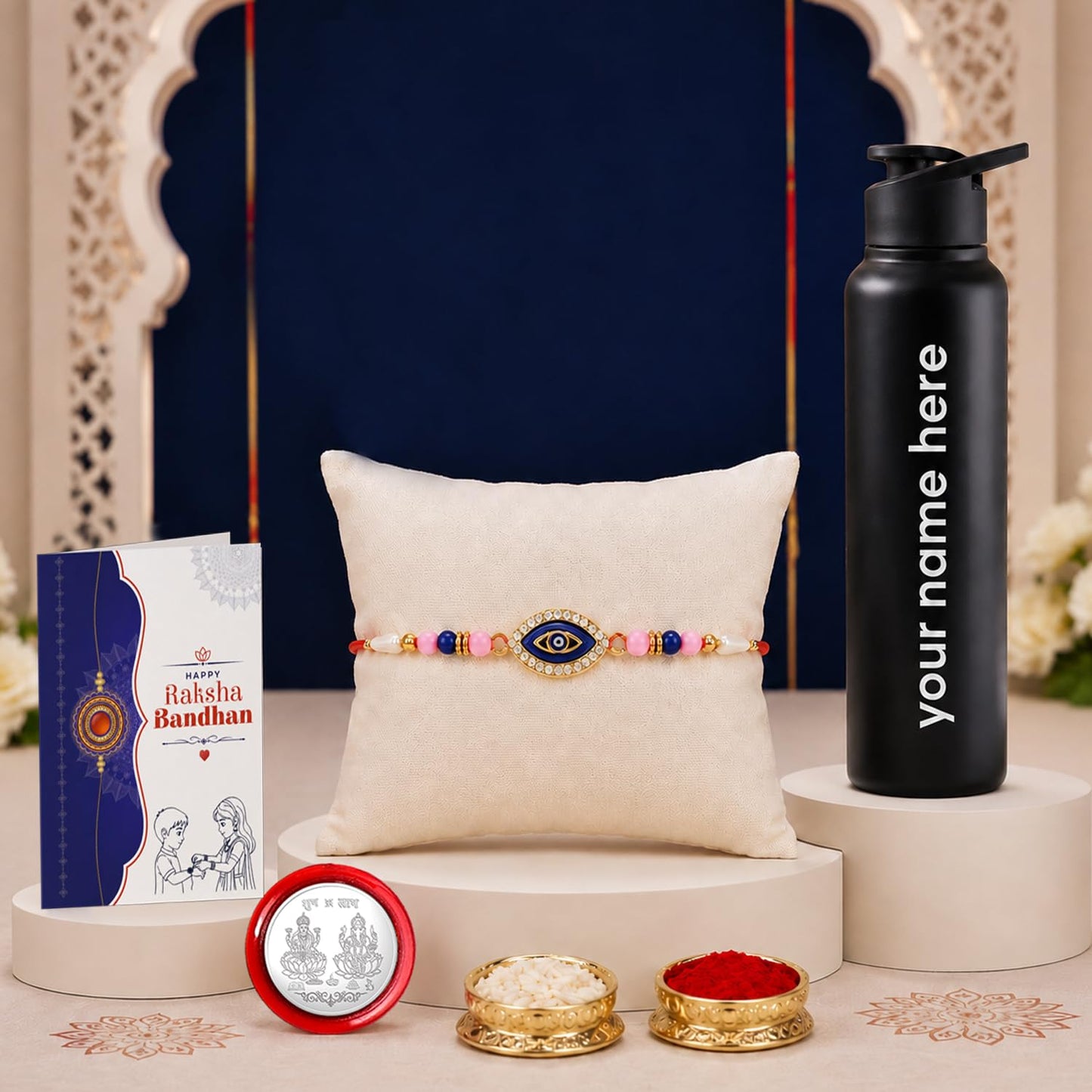 Designer Elegant Multicolor Evil Eye Rakhi Combo for Bhaiya Bhai | Pack of 5