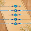 Designer Elegant Rakhi for Brother with Roli Tikka & Card, Pack of 5 | Classic