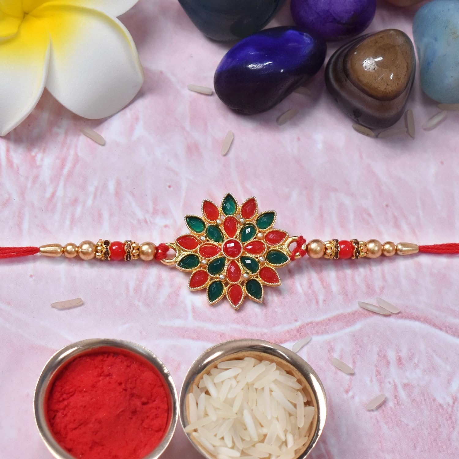Flower, Round Multicolor Rakhi for Brother & Bhaiya with Turtle shape | Pack of 7