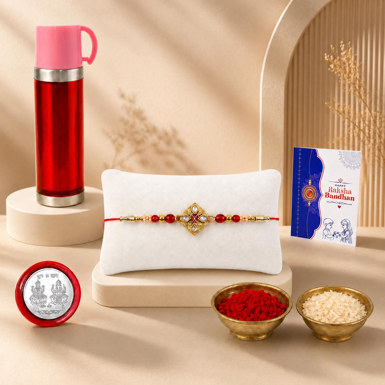 Kundan Multicolor Rakhi for Brother & Bhaiya with Insulated Travel | Pack of 5