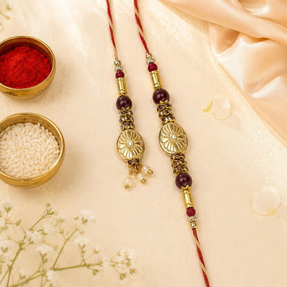 Rakhi for Brother with Peacock Pooja Thali - Raksha Bandhan Gift, Pack of 7