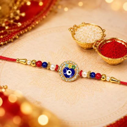 Multicolor Rakhi Combo Evil Eye, Bunny Charm with Multicolour | Pack of 7
