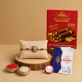 Rakhi Gift Combo with Peacock Rakhi and Biscolata Wafer Rolls