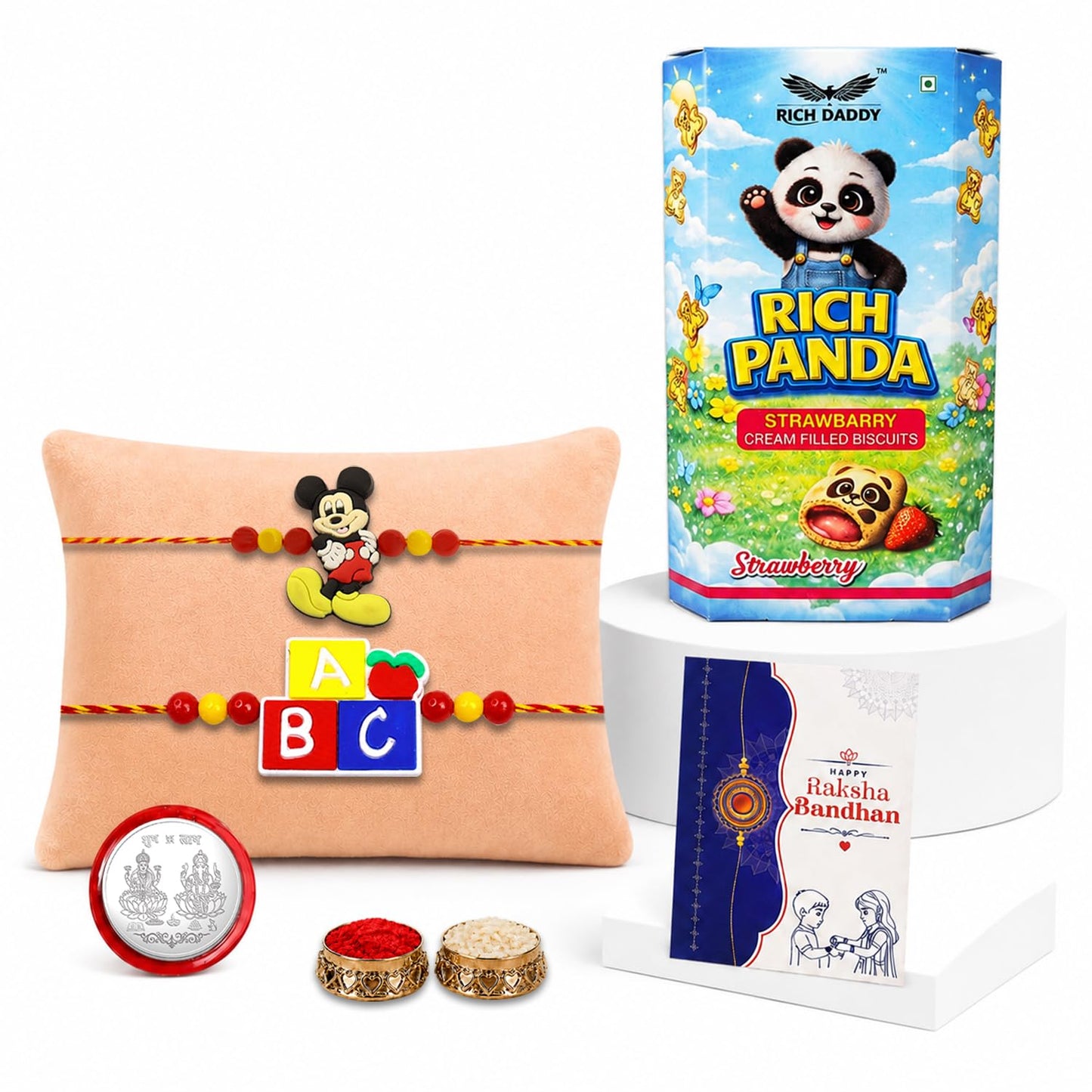 Kids Rakhi for Brother with Biscuit 60gm - Rakshabandhan Gift Set, Pack of 6