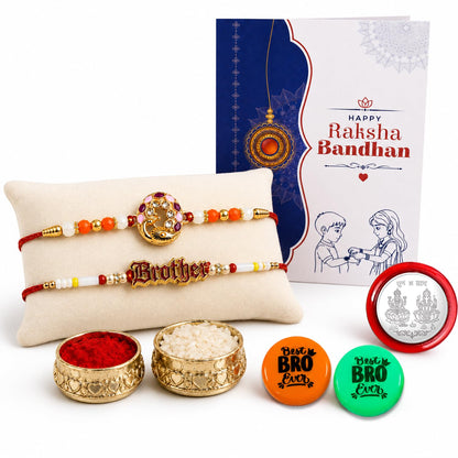 Multicolor Rakhi Combo with Peacock, Brother Motif Rakhi, Multicolour | Pack of 7