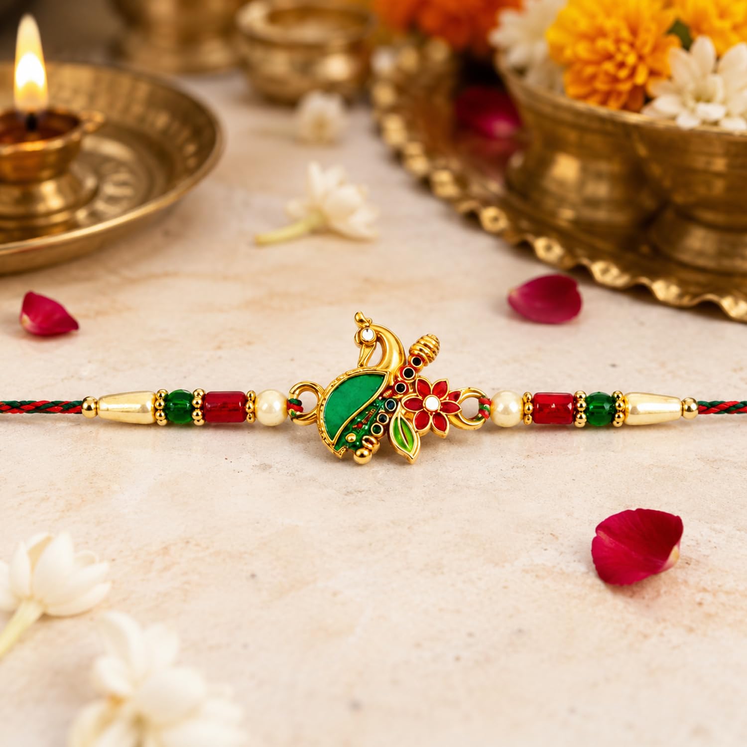 Peacock Multicolor Rakhi – Blueberry Cream Wafer Roll Gift Combo Gift Set (Pack of 5) For Raksha Bandhan