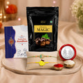 Kundan Rakhi for Brother with Choco Magic Pouch, Roli Tikka & Card, Pack of 6