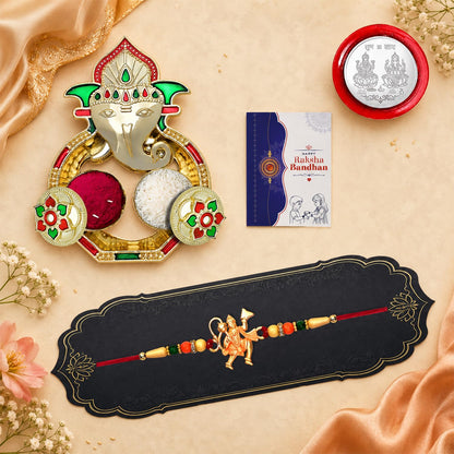 Ethnic Multicolor Hanuman Ji Rakhi Combo for Brother with Shri Ganesh | Pack of 5