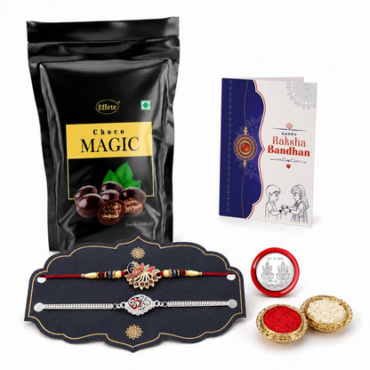 Rakhi for Brother with Chocolate Magic Pouch - Raksha Bandhan Gift Set, Pack of 6