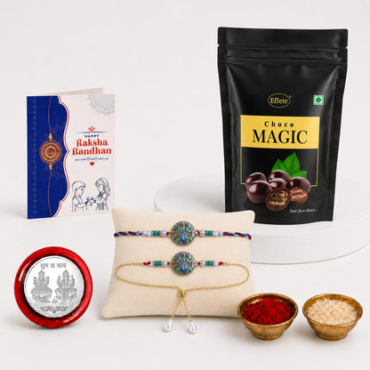 Rakhi for Brother with Chocolate Magic Pouch - Raksha Bandhan Gift Set, Pack of 5