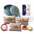 Designer Multicolor Round, OM & Damru Rakhi Combo for Brother Bhaiya | Pack of 7