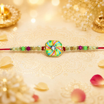 Multicolor Free Hand Rangoli Rakhi for Brother with Butter Scotch 32gm, Pack of 7