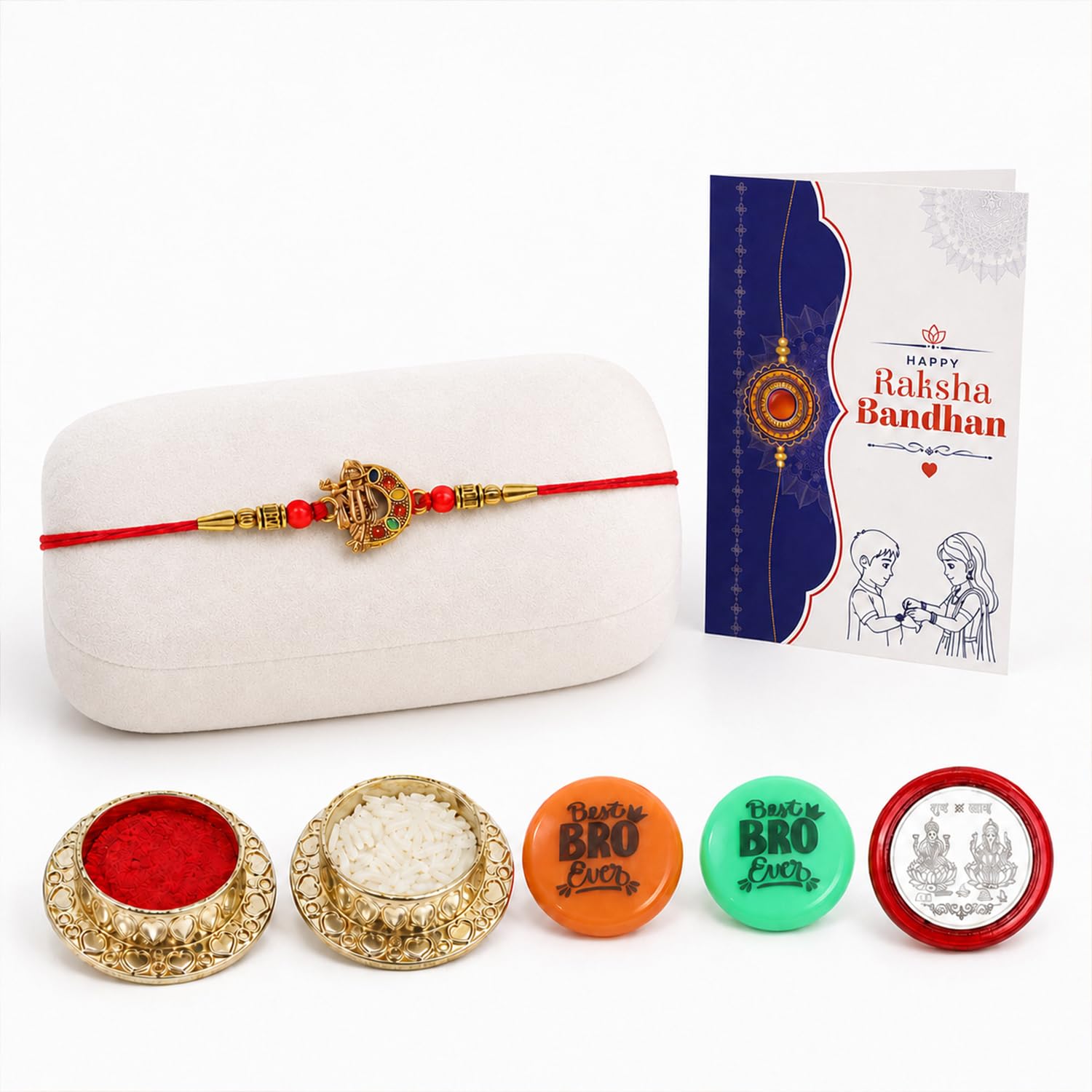 Rakhi Set for Brother (Set of 1) – Krishna Design Rakhi Combo with Roli Chawal