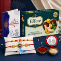 Floral Motif Rakhi for Brother with Butter Scotch 32gm, Coin & Card, Pack of 7
