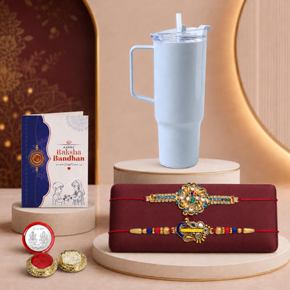 Bird Rakhi for Brother with Travel Tumbler - Raksha Bandhan Gift Set, Pack of 6