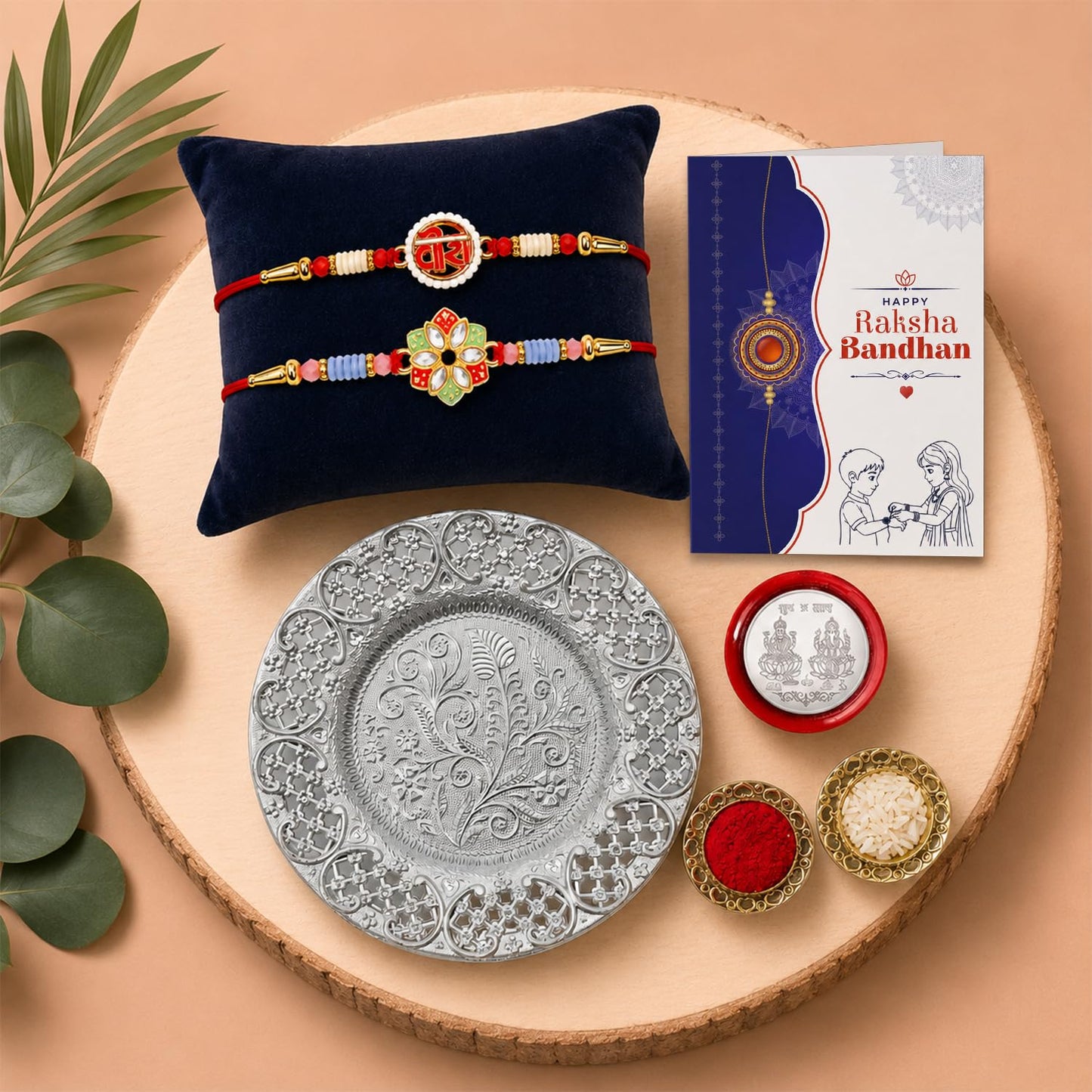 Veera Multicolor Rakhi for Brother & Bhaiya with Pooja Thali - Raksha | Pack of 6