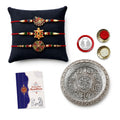 Rakhi for Brother with Silver Pooja Thali - Rakshabandhan Gift Set, Pack of 7