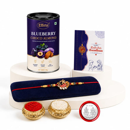 PEacock Rakhi for Brother with Blueberry Almond 96gm, Coin & Card, Pack of 5