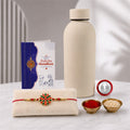 Flower Rakhi Combo - Raksha Bandhan Gift with SS Water Bottle 500ml, Pack of 5 for Bhaiya
